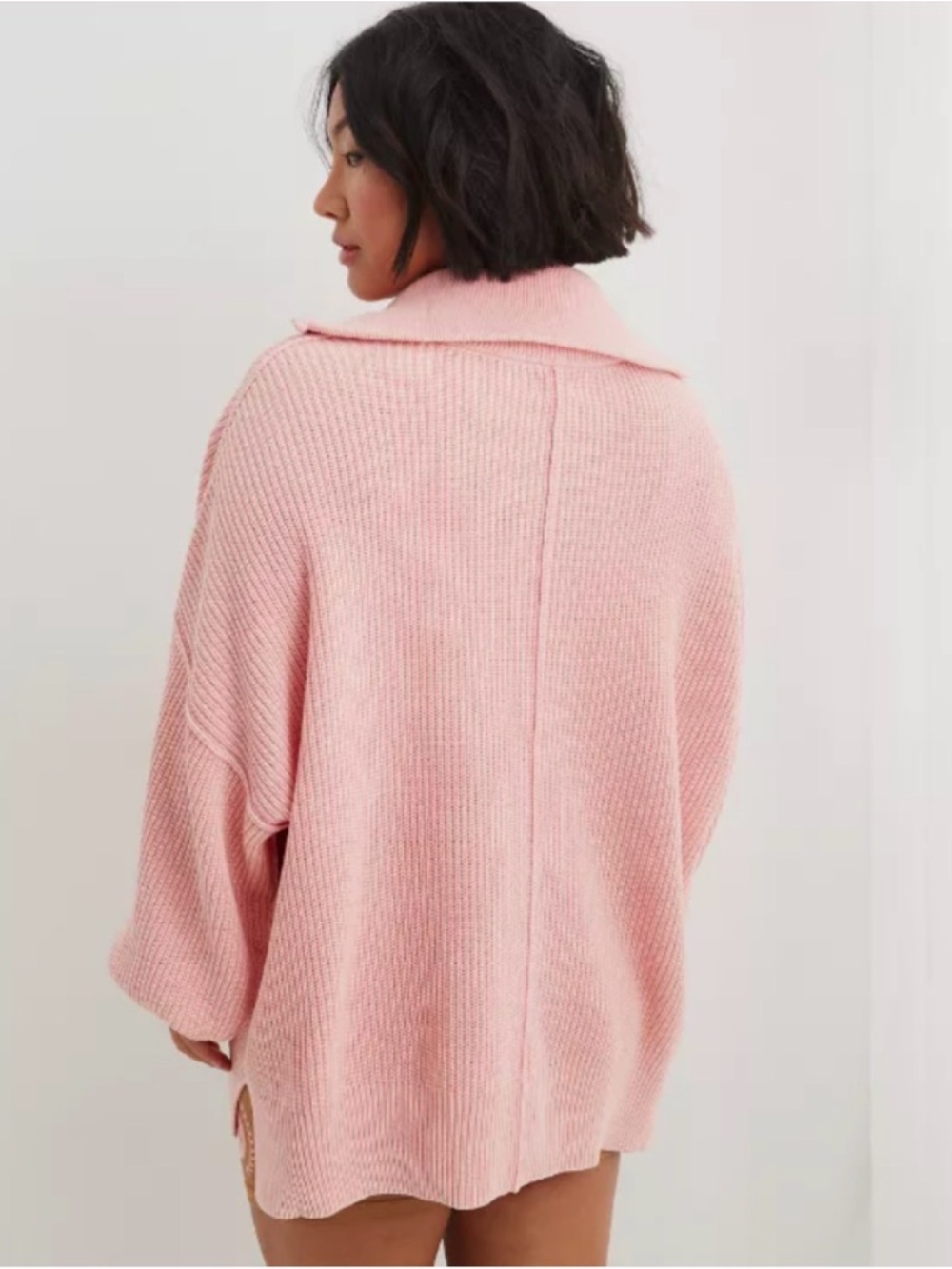 Aerie Beyond Oversized Quarter-zip Sweater Blush Pink - Picture 3 of 6